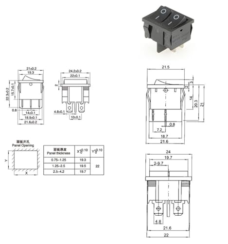 Interrupteur à bascule KCD5 21x24 mm 2 positions 15A 250VAC - 7