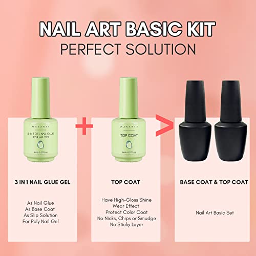 Makartt Clear Blooming Gel 15Ml Uv Led Soak Off Nail Art Polish For Spreading Effect Marble Nail Polish Bundle Gel Nail Glue And Gel Top Coat Kit,Base Gel And No-Wipe Top Coat #TOP2