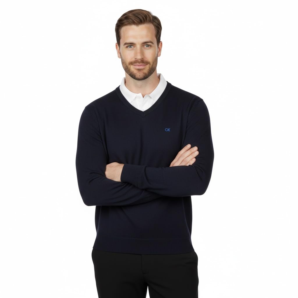 Calvin Klein Herren 2026 V Ausschnitt Golfpullover Strapazierfähig Pflegeleicht
