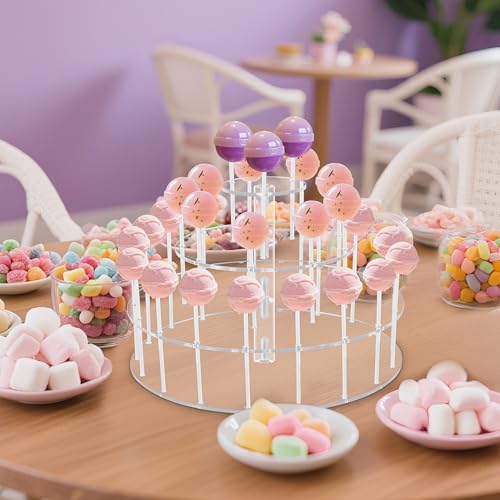 YestBuy Cake Pop Display Stand, 30 Hole Cake Pop Holder , 3 Tiered Lollipop Holder for Weddings, Birthday Parties, Anniversaries Gift, Halloween, Christmas Candy Decorative (Clear) by YestBuy - Used condition - Image 7