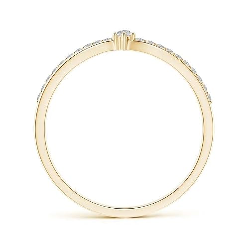 Angara Natural Diamond Promise Ring For Women, In 14K Yellow Gold (0.14 Ct, Color-K, Clarity-I3, Ring Size -6.5) - April Jewelry For Her #TOP1