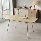 JIEXI Moderner Landhaus-Esstisch, Rechteckiger Holztisch aus MDF mit Metallbeinen, Naturholz-Optik, 120 x 70 x 75 cm, Esszimmertisch für 4–6 Personen