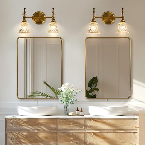 Image of ANDY STAR Brushed Gold Mirror 40''X30'', Gold Bathroom Mirror Rounded Rectangle in SUS304 Anti-Rust Tube Metal Frame, Wall Mounted Horizontal /Vertical 1'' Deep