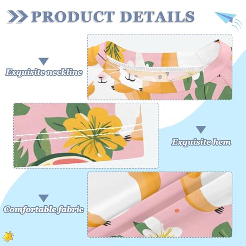 ALAZA Kids Rash Guard Girls Toddler Swim Shirts Short Sleeve Hamster Watermelon Flower UPF 50+ 3T3