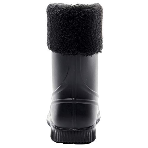 Image of ANUFER Men's Mid-Calf Snow Rain Boots Outdoor Waterproof Gardening Farm Boots with Removable Fluff Lining