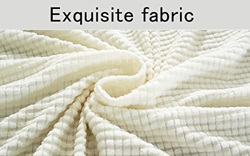 Housse pour canapé sectionnel blanc extensible de 2+2 places en jacquard - 3