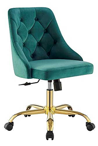 Modway Distinct Tufted Swivel Performance Velvet Office Chair, Gold Teal 20.5 X 23 X 32 #TOP7