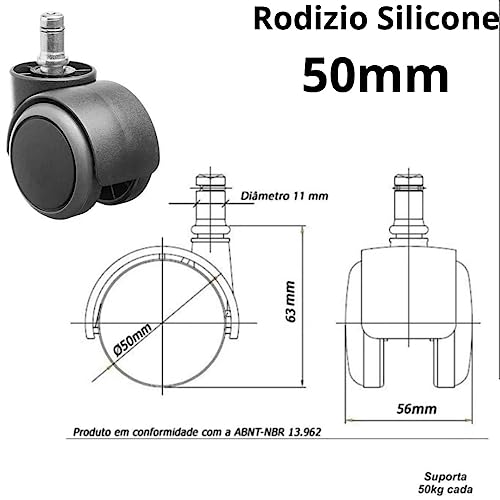 Kit c/ 5 Roda Rodinhas Para Cadeira Rodizios de Silicone Escritório Anti-Risco Resistente - Loja Brc