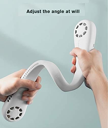 Image of Portable Hanging Bladeless Neck Fan, Rechargeable Battery Operated, with 3 Wind Speeds (White)
