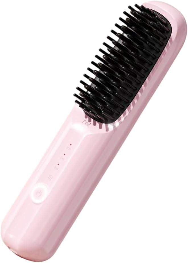 Cordless Hair Straightener Brush Pro,2026 New Mini Portable Straightener for Travel,Anti-Scald,Fast Heating,Keys Adjustment, Hot Straightening Comb Gift for Women (Type B-Black)