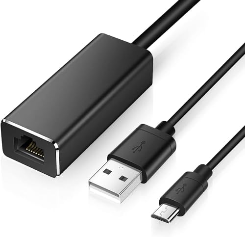 XTVTX Ethernet Adapter für Chromecast und TV Stick 10/100 Mbps,USB auf RJ45 LAN Netzwerkadapter für Chromecast,Google Home Mini und Fire TV Stick mit USB 2.0 Netzkabel für Stromversorgung