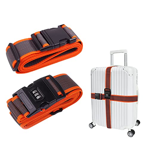 Set De 2 Sangles Pour Valises Réglables 180x5cm - Ceintures De Bagages Colorées Avec Boucles De Sécurité, Idéales Pour Voyages Et Identification Rapide
