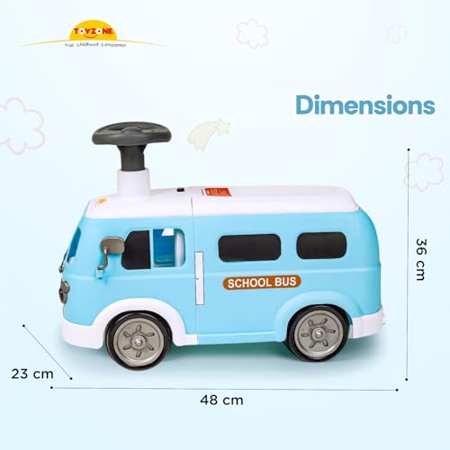 Image of Toyzone Happy Bus Ride On - Blue | Toddler Ride-on | Lights & Music | Ride-on with Easy Storage | Grip Wheels | Make in India | Indoor & Outdoor | for Kids 2+ Years