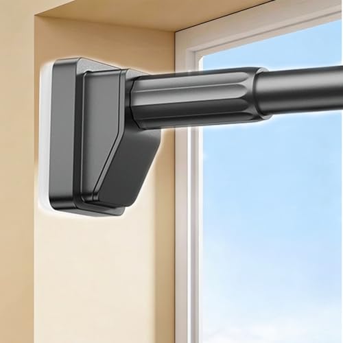 Barra Telescópica para Cortina de Ducha sin taladro para baño, Barra de tensión de cortina extensible 40-500cm, barra telescópica antideslizante para baño armario Ventana(Negro,410-500cm)