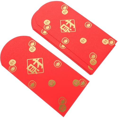 SEWACC 10個春節用赤いお年玉袋 大容量おしゃれぽち袋 幸運を呼ぶ風祝儀袋 誕生日 結婚式にも