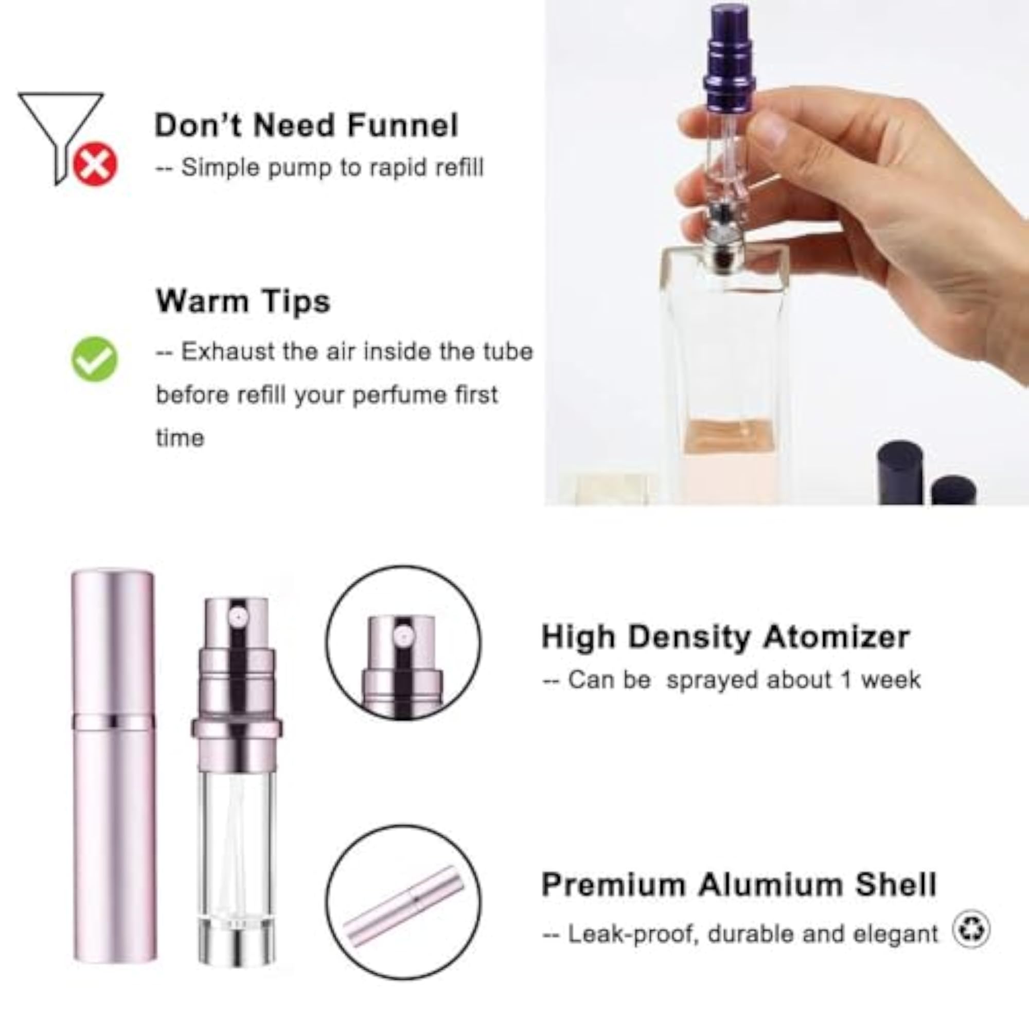 Refillable Perfume Bottle Atomizer for Travel, 5ml