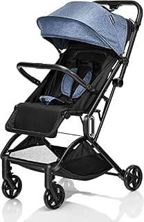 Maxmass Portable Baby Stroller, Mobile Infant Buggy with Retractable Canopy & Adjustable Backrest and Footrest, 5-Point Safe Belt Baby Pushchair for 0-3 Years Old (Blue)