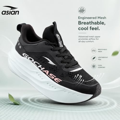 Image of ASIAN Aerofoam-01 Men's Running Shoes with Breathable Mesh Upper | Energy Return Sole, Lace-Up Fit & Lightweight Comfort