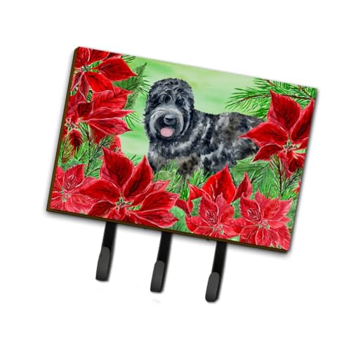 Black Russian Terrier Poinsettas Leash or Key Holder