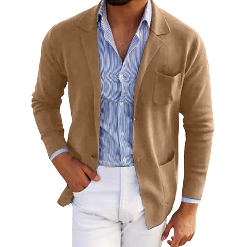 Abrigo de manga larga para hombre, diseño de tortuga, caqui, L