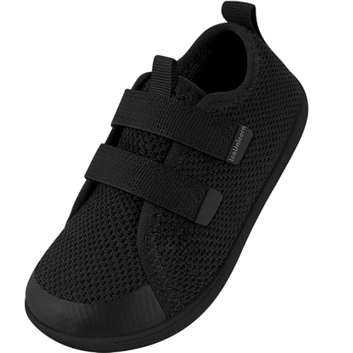 IceUnicorn Barefoot Calzado Descalzos Niños Niñas Minimalistas Amplia para Ligeros y Deporte Transpirables Zapatillas Ligeras Flexibles de Trail Shoes(Negro, 27EU)