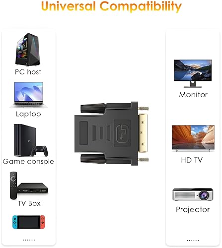 Image of DVI to HDMI Adapter Bi-Directional DVI Male to HDMI Female Converter HDTV (24+1) Support 1080P, 3D for PS3,PS4,TV Box,Blu-ray,Projector,etc.