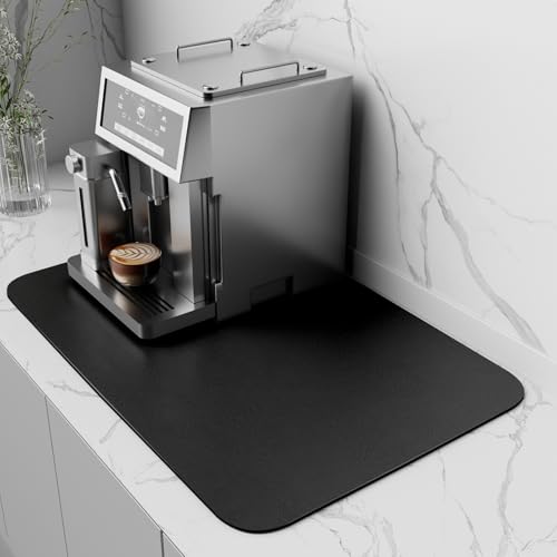 ZICRO Tapis de café,Séchage Rapide Tapis de Machine à Café,Tapis Absorbant Vaisselle Antidérapant Tapis Egouttoir Vaisselle pour Vaisselle,Bar,Machine à Café (Noir, 30x50cm)