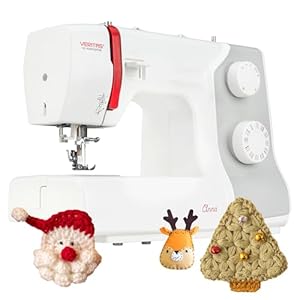 VERITAS Nähmaschine Anna I 32 Stiche I Einfädelhilfe I mit Fuß-Pedal I Freiarm-Nähmaschine I Einstellbare Stichlänge & Stichbreite I Auto-Fadenspannung & Fadenabschneider I LED-Nählicht (weiß-grau)
