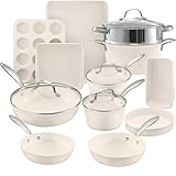 GOTHAM STEEL HAMMERED CREAM: The Gotham Steel Hammered Cream 15 Piece cookware set includes everything you need to start your cooking at home while providing the perfect combination of style and effectiveness. The set comes with an 8.5"" frying pan, ...
