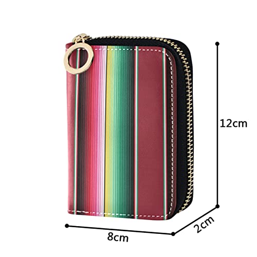 Mexican Colorful Serape Stripes Grey Credit Card Coin wallet, RFID Blocking Compact Women Leather Card Holder, Key Change Organizer, Zipper Purse Clutch Pouch4