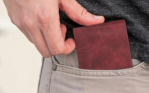 The Antiq Leather Wallet for men with RFID Blocking, Gift for Him, Bifold Wallets with 9 Credit Cards 1 ID Window, Wallet for Men, Men's Purse, Currency Organiser Single ID Wallet (Red)4