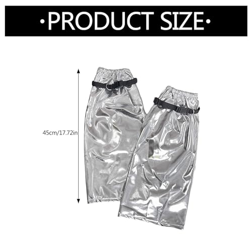 Leg Warmers for Women Half Sleeve Foot Leg Warm Harajuku Flared Leg Warmer For Women Punk Metallic Silver Leg Garters Buckled Strap Leg Cover Long Socks2
