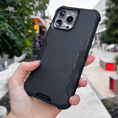Smartish iPhone 15 Pro Protective Magnetic Case - Gripzilla Compatible with MagSafe [Rugged + Tough] Heavy Duty Grip Armored Cover w/Drop Tested Protection for Apple iPhone 15 Pro - Black Tie Affair - Thumbnail 7