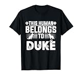Nombre de perro Duke regalo personalizado This Human Belongs To a Dog Camiseta