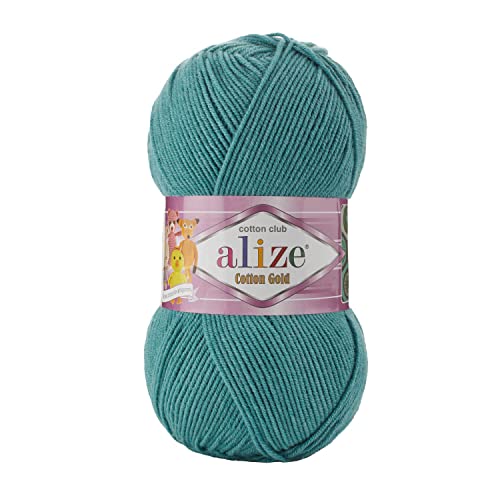 Image of 55% Cotton 45% Acrylic Alize Cotton Gold Yarn 1 Skein /Ball 100 gr 360 yds (156 - Sea Blue)