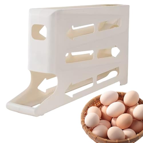 Dispensador de huevos para frigorífico, recipiente automático giratorio para huevos 4 niveles para frigorífico, bandeja organizada sin desperdicio de espacio para cocina, casa, mesa, restaurante piso