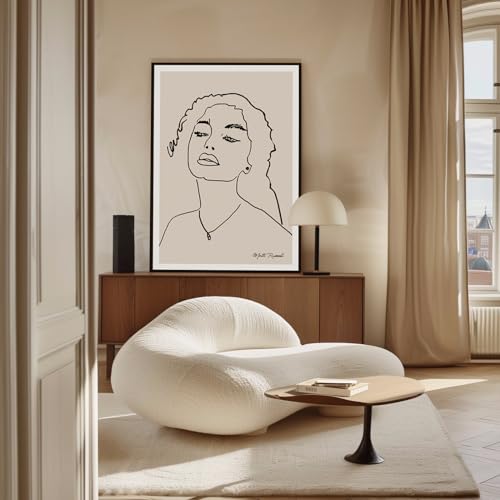 Portrait abstrait minimaliste beige pour créer une ambiance zen de salon