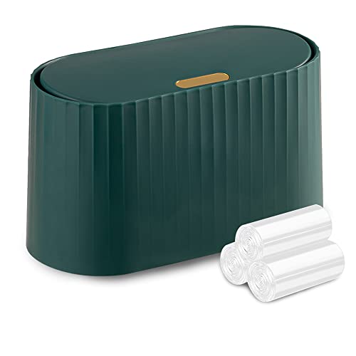 Shaidojio Mini Trash Can With Lid, Desktop Trash Cans, Removable Small Garbage Can With 90Pcs Trash Bags, Pop Up Tiny Countertop Trash Bin For Desk Office, Bedroom, Bathroom, Vanity (Green) #TOP29