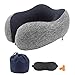 Bemodst Reisekissen Nackenkissen, Memory Foam Nackenkissen Kopfkissen mit Aufbewahrungsfunktion, Augenmaske und Ohrstöpsel für Familienreise, Flugzeug, Bus, Bahn, Camping im Freien (grau)