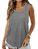Saloogoe Tank Tops Women Loose Fit Tunic Tanks Tops Summer Blouses for Ladies Camisole Gray XL