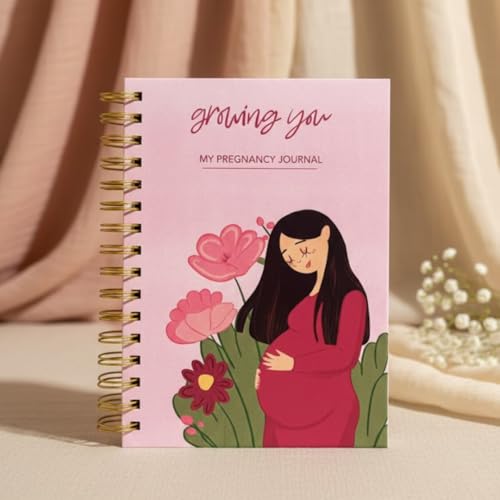 Image of Pregnancy Journal for Pregnant Women - 40-Week Bump Tracker & Memory Book with Stickers | Guided Pregnancy Planner with Prompts, Milestone Pages & Hardcover Keepsake | Gift for Expecting Moms (Coral growing you)