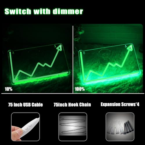 Image of Stock Market Trend Neon Sign Day Trading Line Chart Neon Light LED Neon Sign for Wall Decor LED Neon Light for Trading Room Bar Man Cave Wall Art Finance Day Trading Accessories Gift