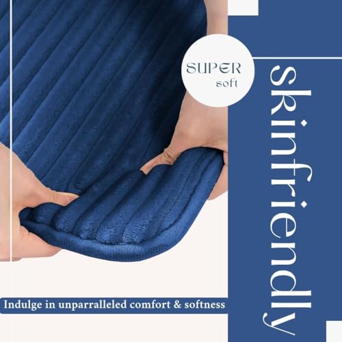 Image of SANMARINO Ultra Soft Memory Foam Bath Mat 16 inch x 24 inch | Non-Slip, Thick & Water Absorbent Bathroom Rug | Quick Dry Shower Floor Mat | Bath Rug for Bathroom & Home Decor - (Blue, 40 x 60 cm)