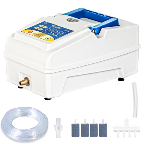 Image of Air Pump 18-46W with Adjustable Air Flow, 6 Valve Manifold for Aquarium, Fish Tank, Fountain, Pond&Hydroponics, 396 /634 /1030GPH (with stione)