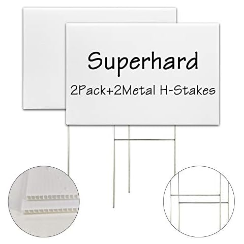 LARREEDE Blank Yard Signs with Stakes, 2 Pack 18 x 12 Inches Cover