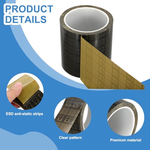 Image of PATIKIL Antistatic Tape, 2.36 Mil Thick, 3-15 /16 Inch x 39 Yards Conductive Adhesive Grid ESD Tape for Circuit Board Laptop Mobile Phone Communication Electronics Parts, Black /Yellow