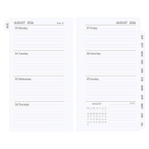 Academic Diary 2026 2027 Refill Personal Size Week to View 95 x 171 mm