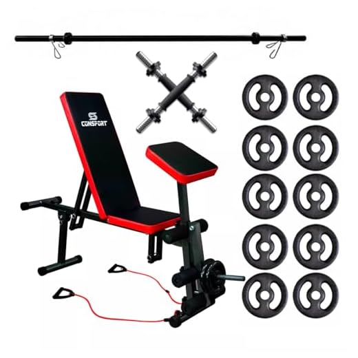 Kit 40kg Anilhas + Halteres 40 Cm + Banco 7x1 + Barra 120cm Treino em Casa Academia Estação de Musculação Fortalecimento de Braço