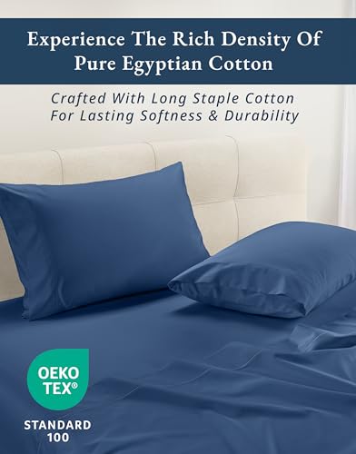 Image of LANE LINEN Black King Size Sheets 100% Egyptian Cotton Sateen - Set Sail | Deep King Sheets For Thick Mattress - 4-Piece Set, For A Luxurious Night's Sleep, For Guests And Everyday Use,