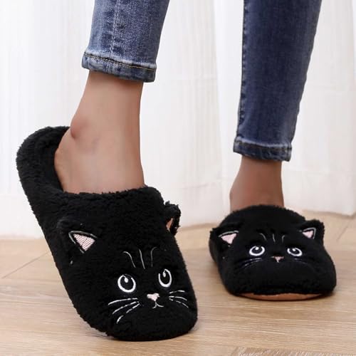 Slippers for Women Comfortable Warm Open Toe Non Slip Bedroom Shoes Cozy House Shoes Cute Cat Winter Fall Slippers4